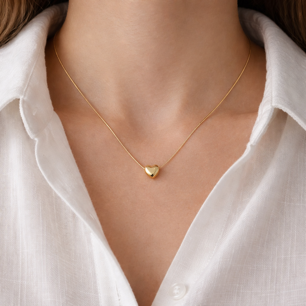 18K Gold Plated Minimalist Dainty Heart Pendant Necklace