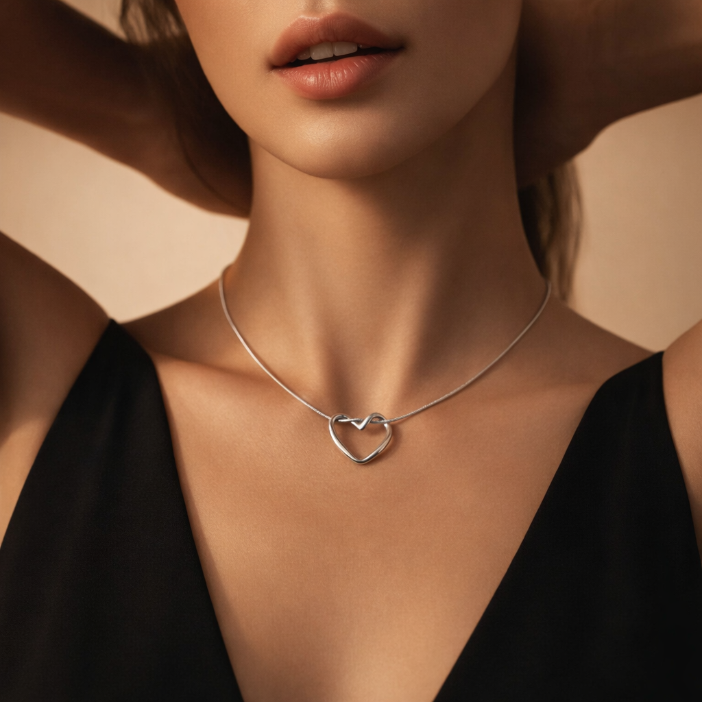 Intertwined Open Heart Necklace – Silver Anti-Tarnish Finish